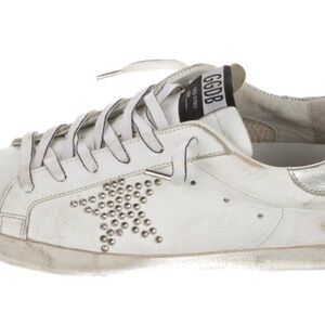 Golden Goose White Leather Embellished Superstars | Size 39